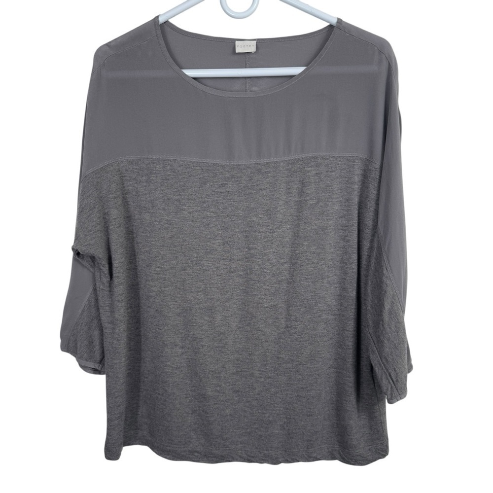 Poetry Wool & Silk Sheer Sleeve Top, Size 8